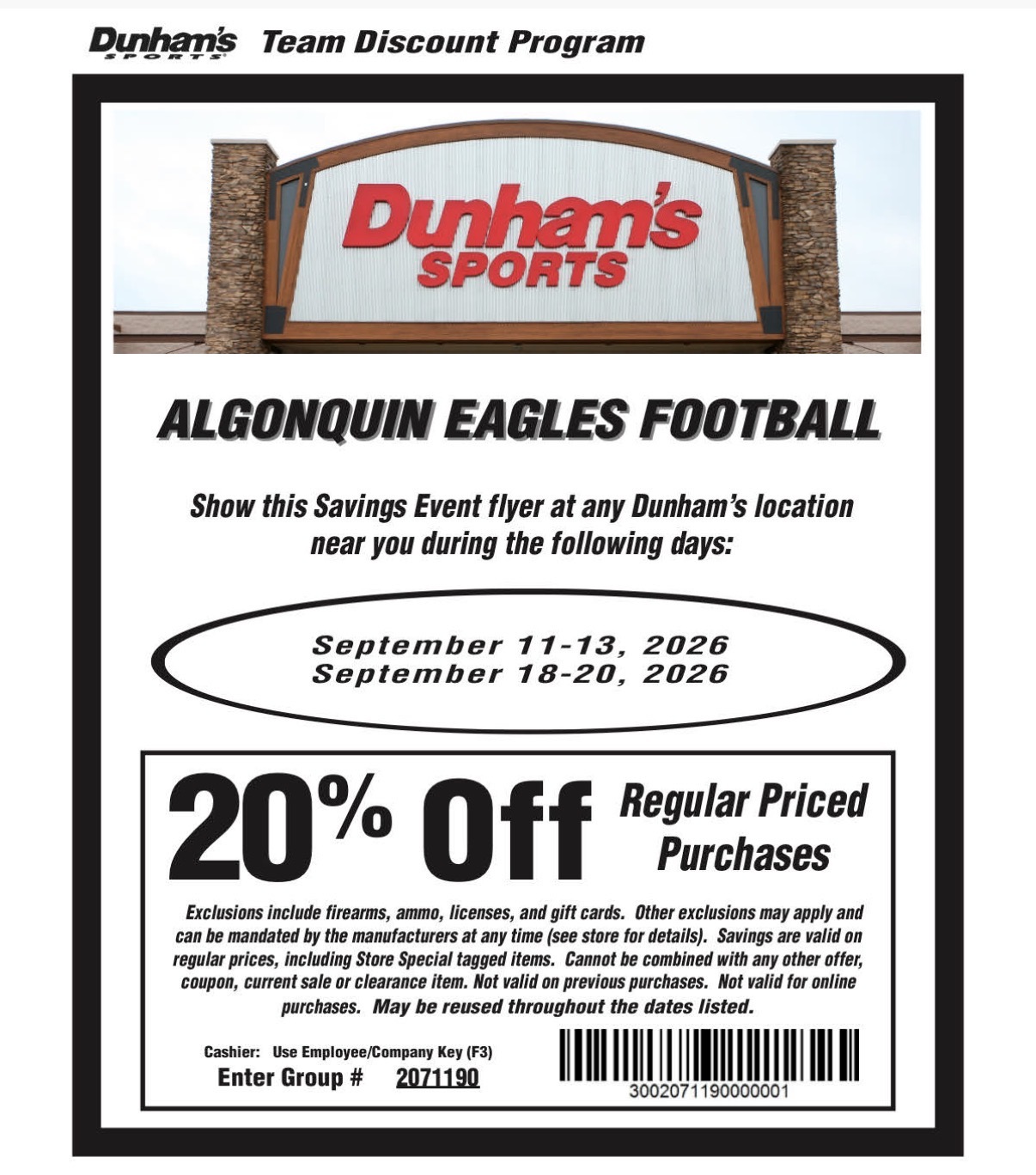 Dunham's Discount Weekend