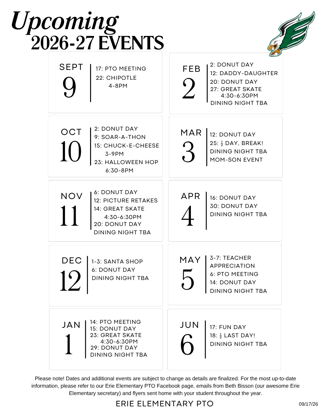 Upcoming Events 26/27